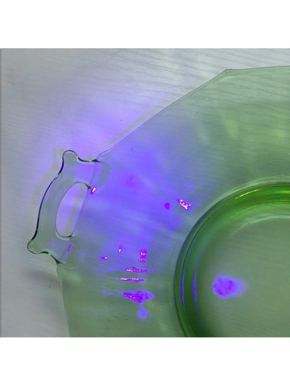 Green Vintage Depression Glass Octagonal Serving Platter With Handles